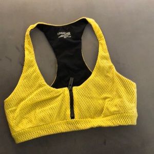 Bebe yellow fishnet sports bra